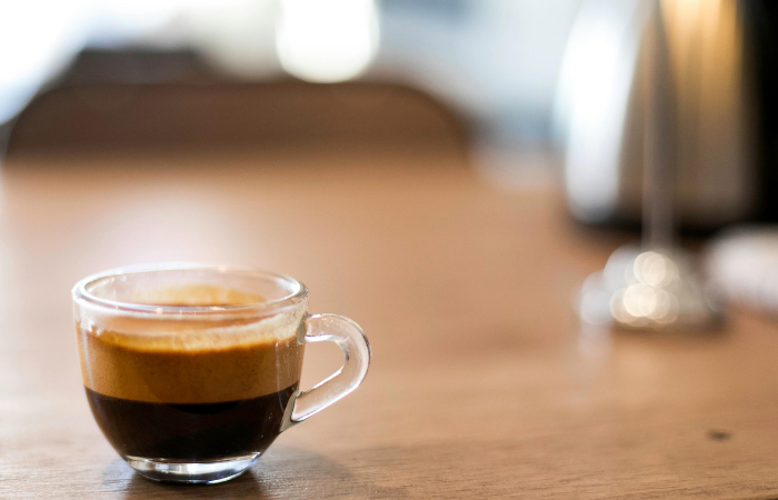 Coffee in a clear mug
