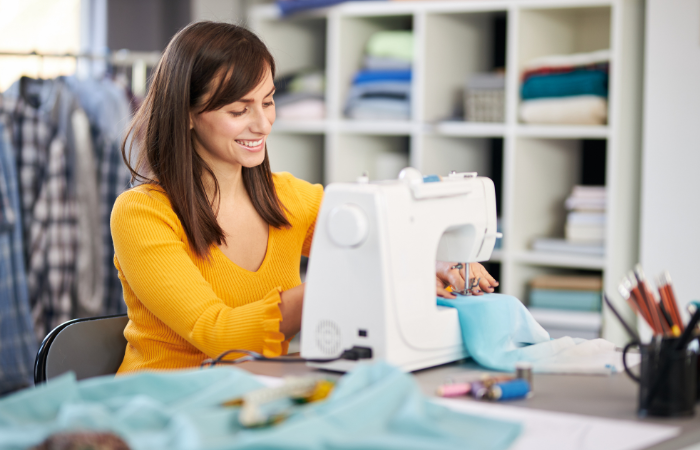 Lady working at sewing machine
